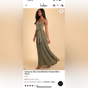 Gold Metallic Maxi Formal Maxi Dress - XL